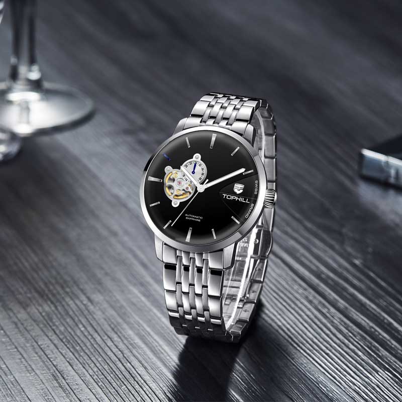 ĐỒNG HỒ TOPHILL TW083G.S1158 Dây và vỏ thép 316L, máy automatic, kính sapphire