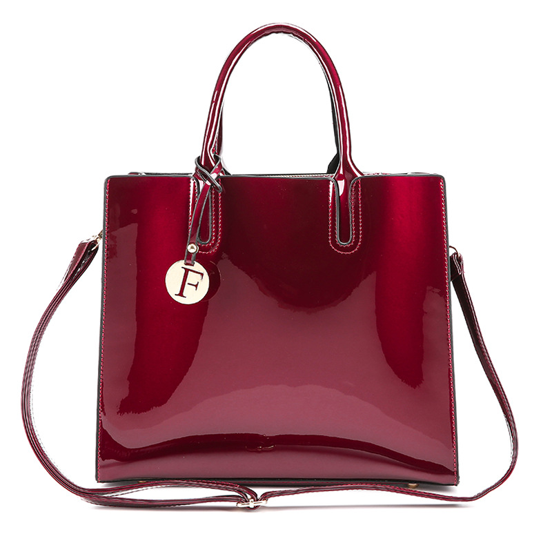 Retro patent leather handbags shopping large-capacity handbags shoulder messenger