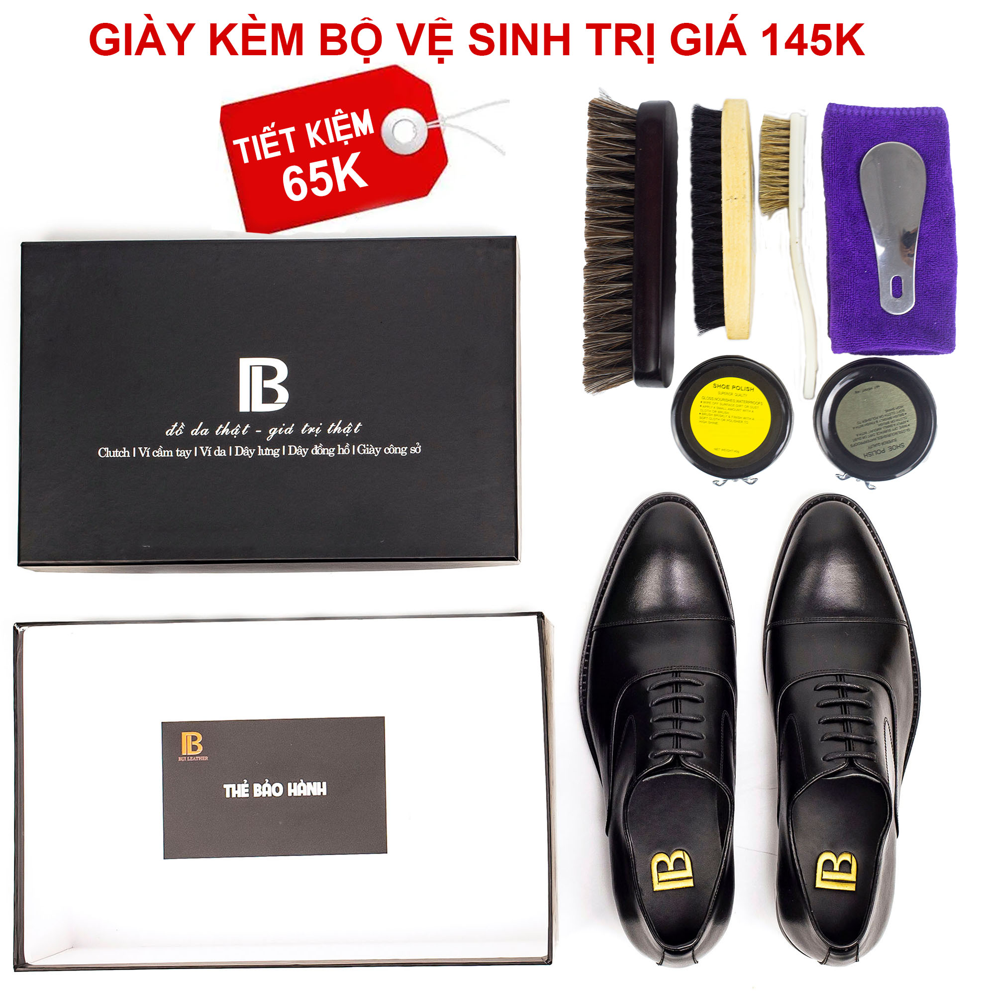 Giày da nam, giày oxford công sở Bụi Leather G105 - Da bò Nappa cao cấp