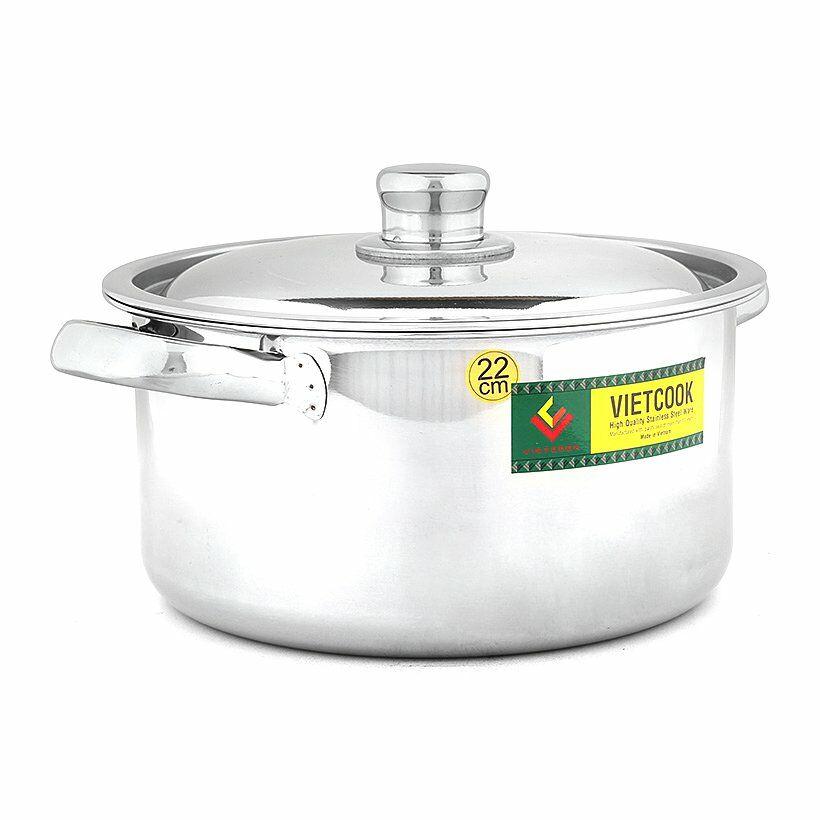 Nồi inox Vietcook nắp inox 1 đáy- size 18cm