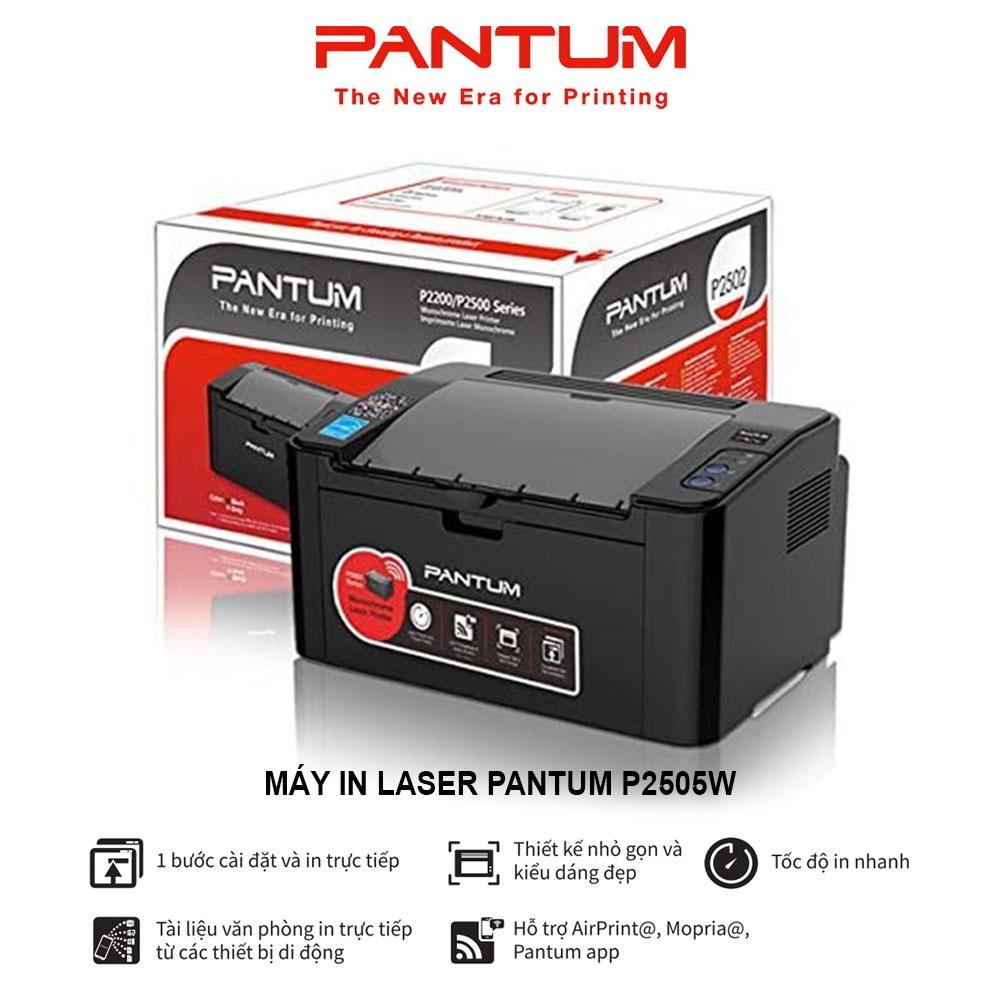 Máy in Laser đơn chức năng PANTUM P2505W, in qua Wifi, đen trắng, tốc độ cao, khổ giấy A4 (Hàng chính hãng)