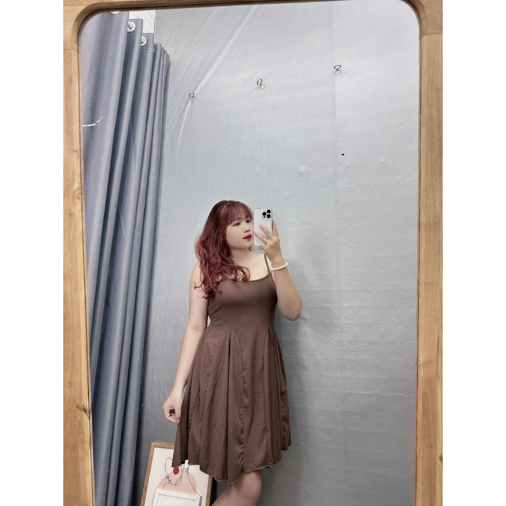 Đầm dây bigsize dáng xòe bạch tuộc tự nhiên chất gân tăm, Váy nữ BIGSIZE CÔ NHỎ co giãn từ 60-95kg G121
