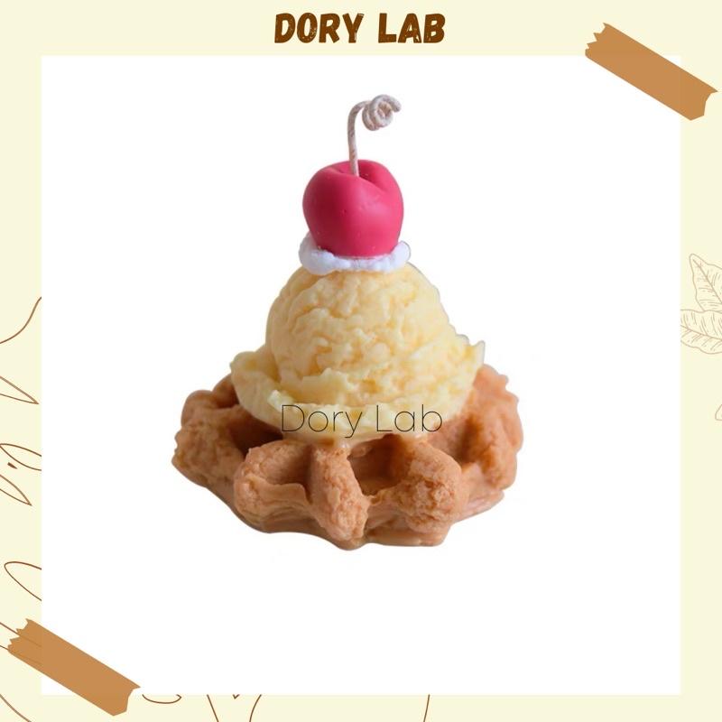 Nến Thơm Bánh Caro Phủ Kem Cherry Tinh Dầu Thiên Nhiên, Quà Tặng - Dory Lab