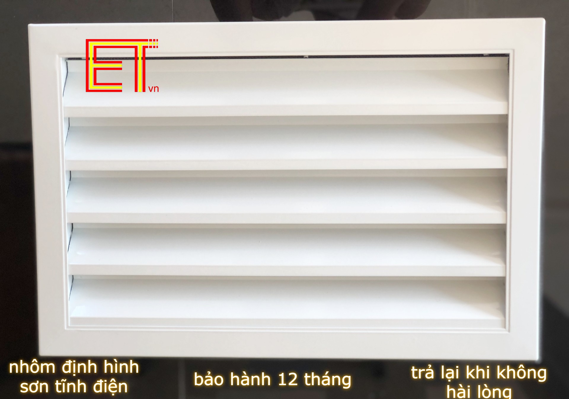 Mặt thông gió nhà vệ sinh 40x25cm chất liệu nhôm, chống hắt mưa, chống muỗi-chuột