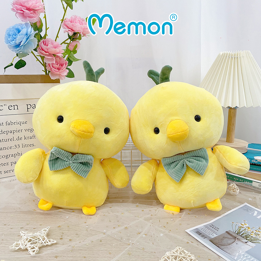 Gà Bông Nơ  Cao Cấp Memon, Gấu Bông Gà Con Dễ Thương Cute