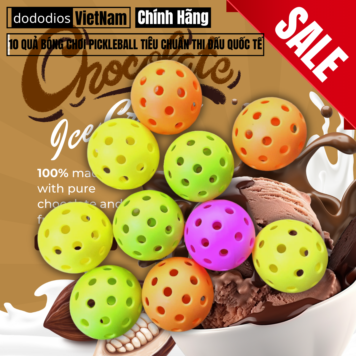 Bóng Pickleball 40 Lỗ phù hợp chơi ngoài trời, tập luyện màu sắc bắt mắt, độ nảy tiêu chuẩn, Banh Pickleball