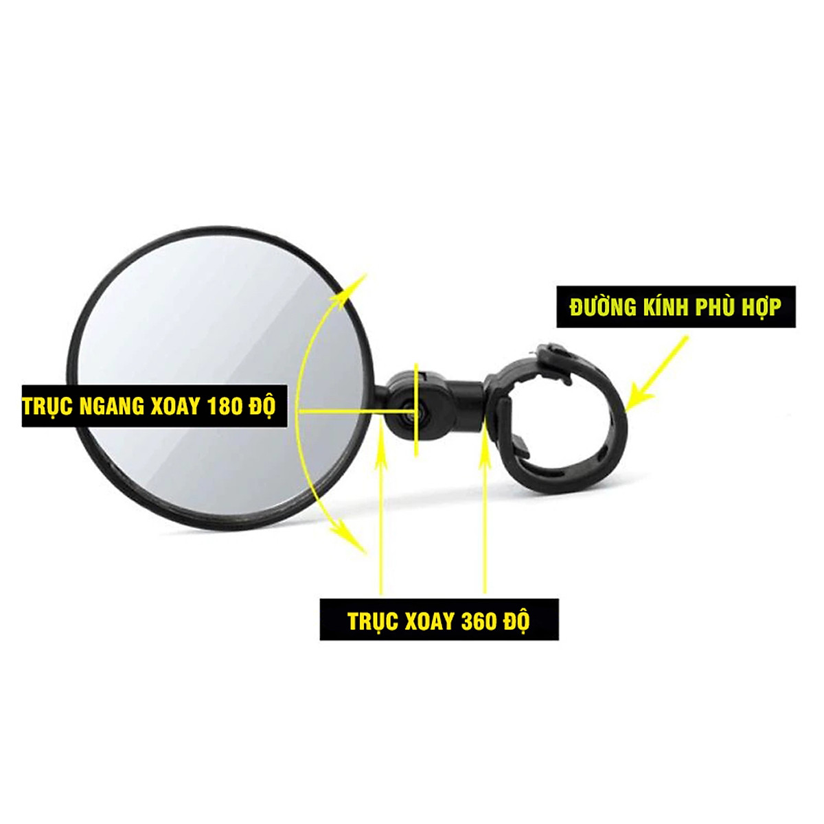 Gương xe đạp chiếu hậu tròn dành cho Xe Đạp Thể Thao Địa Hình Xoay 360 Độ Giúp Đạp Xe An Toàn - 1 cặp - Size lớn/nhỏ lựa chọn