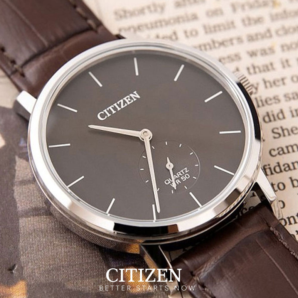 Đồng Hồ Citizen Nam Dây Da Pin-Quartz BE9170-13H - Mặt Xám (39mm)