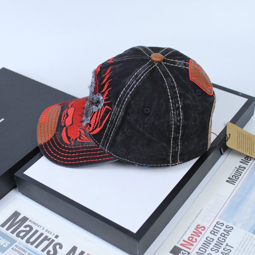 Nón nam, mũ lưỡi trai Ông Địa lửa phối vải jeans form đẹp thời trang đường phố