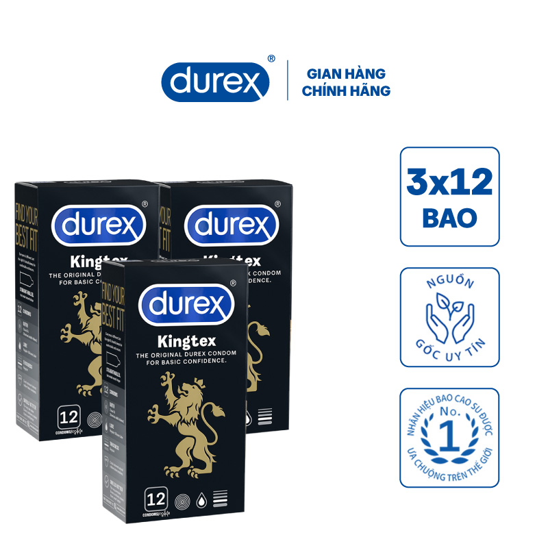 Bộ Bao Cao Su Durex Kingtex 3 Hộp 12 Bao