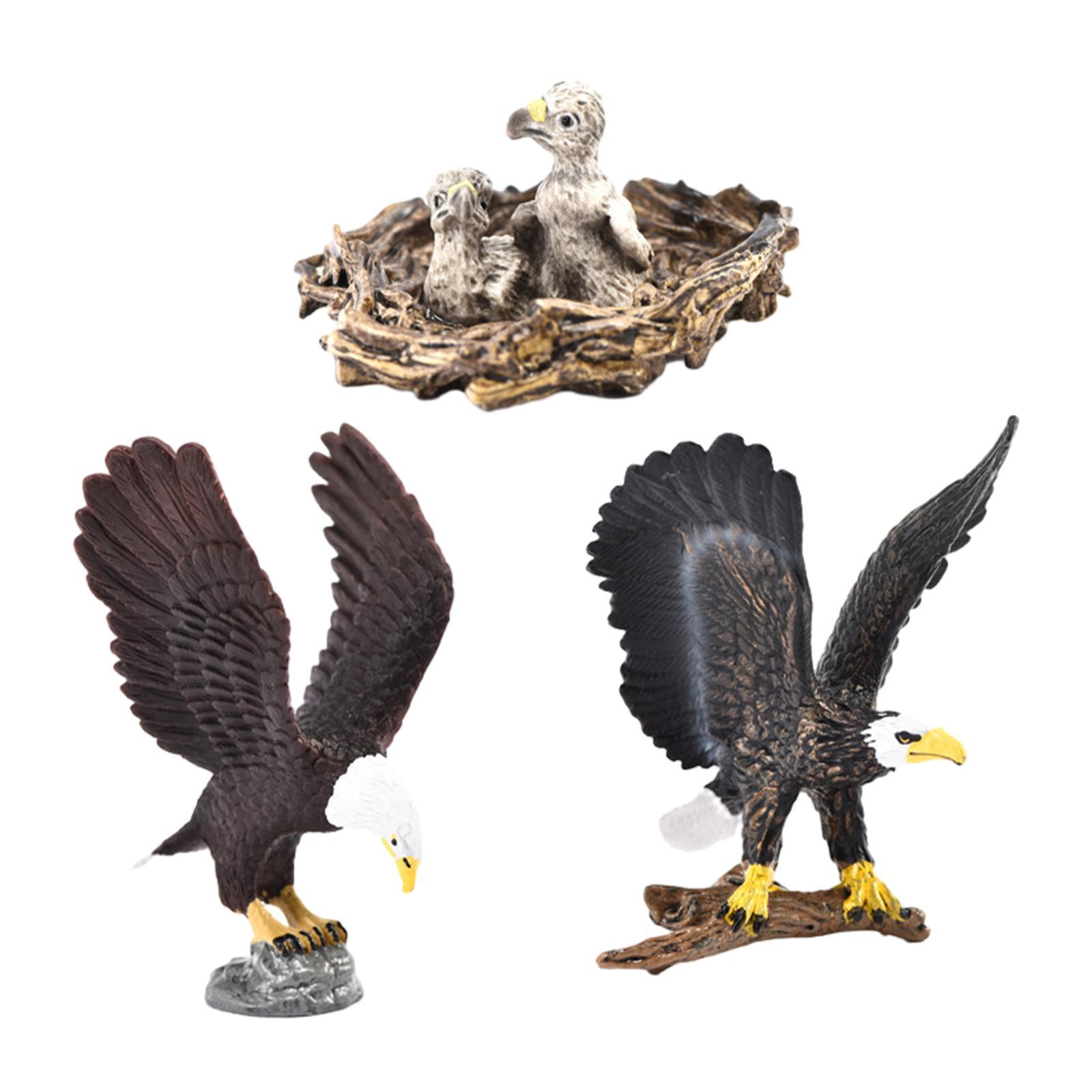 3Pcs Eagle Statue Set Animal Bird Figures for Tabletop Living Room Party