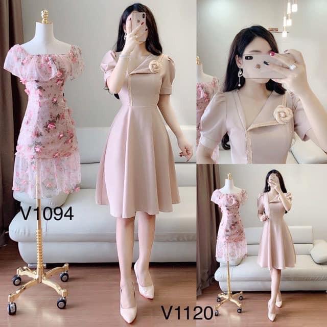 Váy thiết kế cài hoa ngực