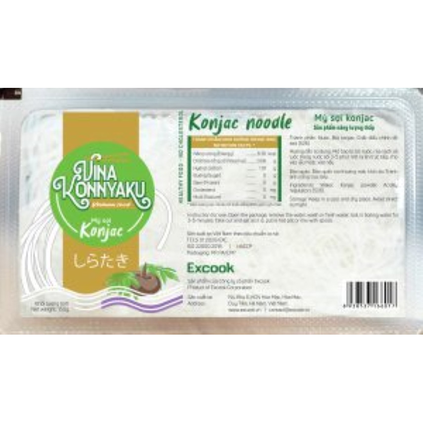 Mì Nưa Konjac Excook Giảm Cân Keto, Low Carb Cho Người Tiểu Đường 150g Hộp Mì Sợi