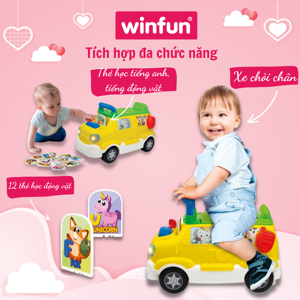 Xe tải chòi chân kiêm bộ sưu tập động vật hoang dã có nhạc Winfun 0864 - đồ chơi vận động và giáo dục sớm