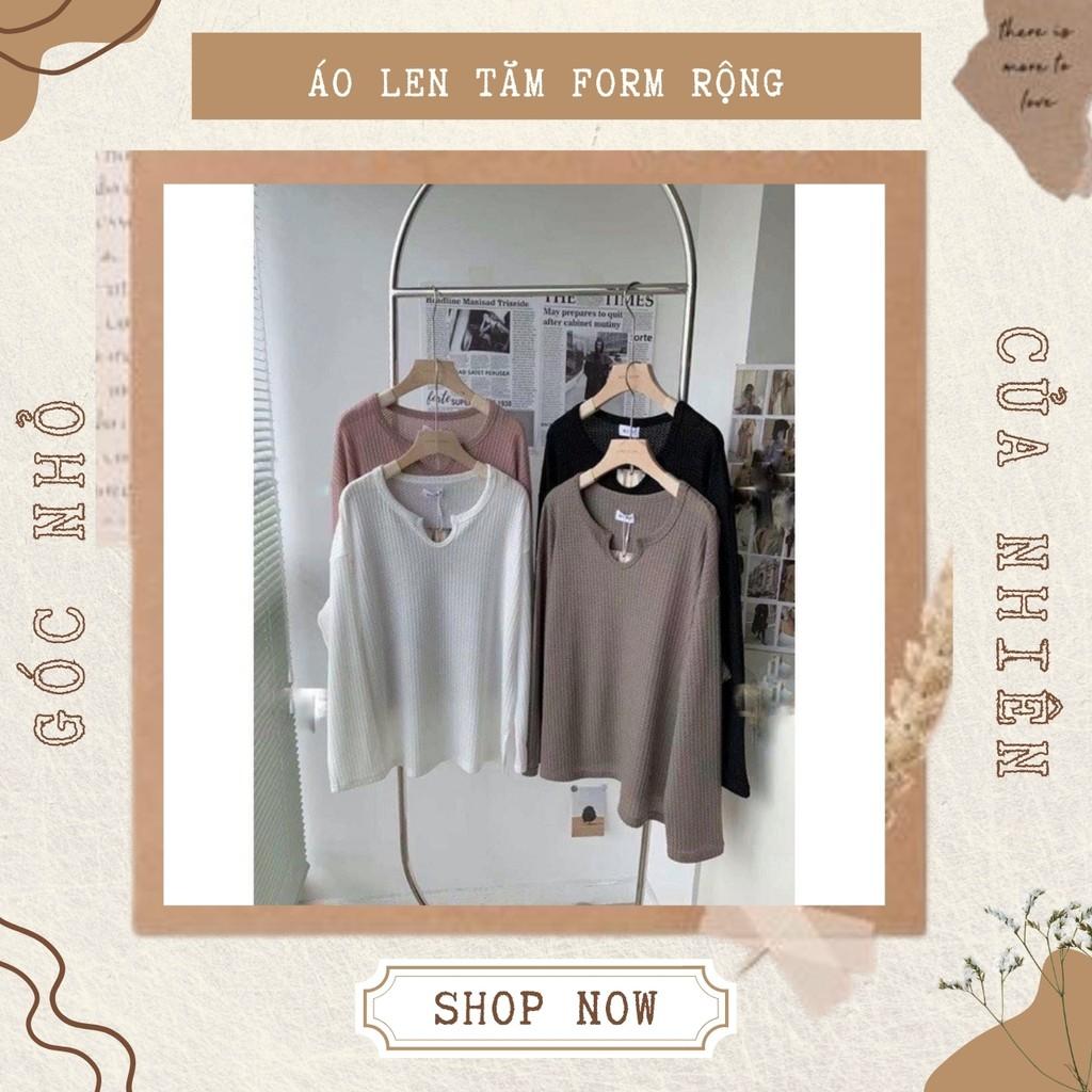 Áo Len Mỏng Dài Tay Khoét Cổ Form Rộng Mặc Thu Đông Siêu Xinh (ẢNH THẬT+VIDEO)