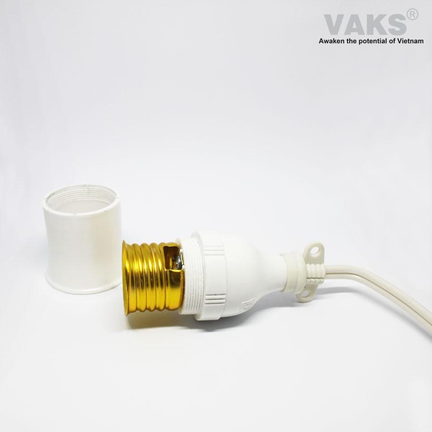 02 cái Đuôi đèn kín nước 2418 ren 27mm, dùng cho bóng đèn đuôi vặn e27 max 100W - sx tại Việt nam