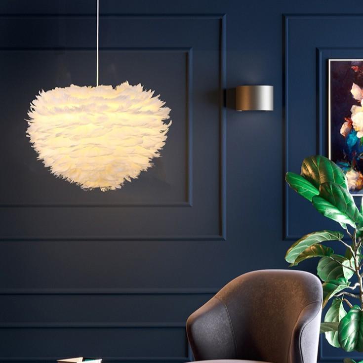 Đèn chùm ERVAI lông vũ cao cấp, hiện đại, sang trọng loại 45cm với 3 chế độ ánh sáng - kèm bóng LED chuyên dụng.