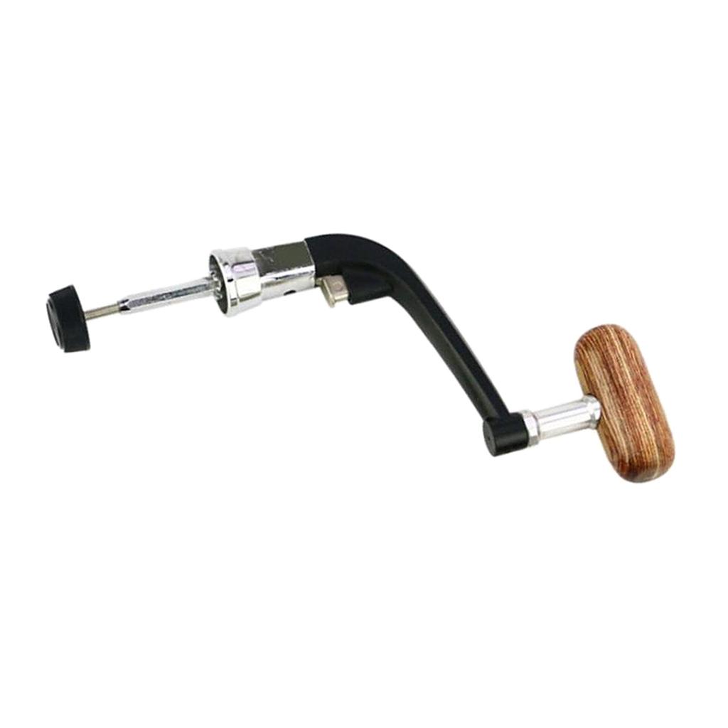 Metal Spinning Fishing Reel Handle Rocker Arm Wooden Crank Handle Black L