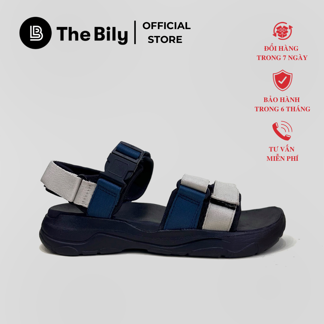 Giày Sandal Nam Nữ Unisex The BiLy Quai Ngang Dây Dù Đế IP Siêu Êm Nhẹ Màu Xanh Trắng-BL05