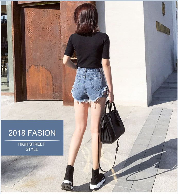 Quần Short Jeans Nữ Xanh Xám Phối Dây Rách Đính Đá Siêu Độc Siêu Lạ