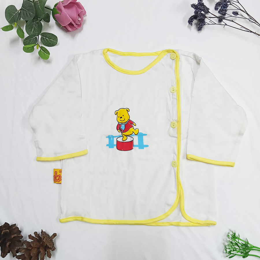 Hình ảnh Combo 5 áo Dài Tay Cài nút xéo chất vải 100% cotton mềm mịn cho bé sơ sinh CCADT_SUNBABY