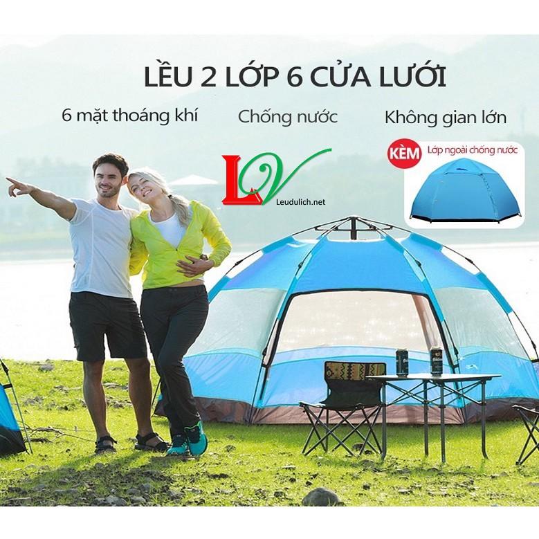 Lều tự bung 3-5 người 2 lớp, 6 chân trụ vẵng chắc nhất hiện nay