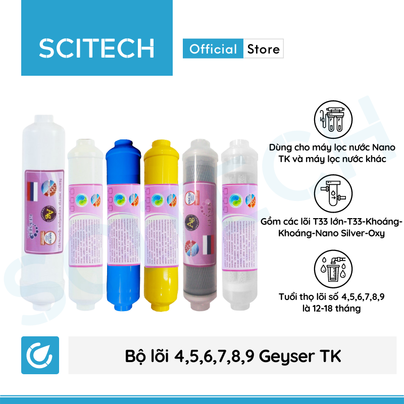 Bộ lõi số 4,5,6,7,8,9 máy lọc nước Nano Geyser TK by Scitech - Hàng chính hãng