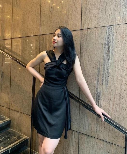 Đầm dây phối cách điệu cổ