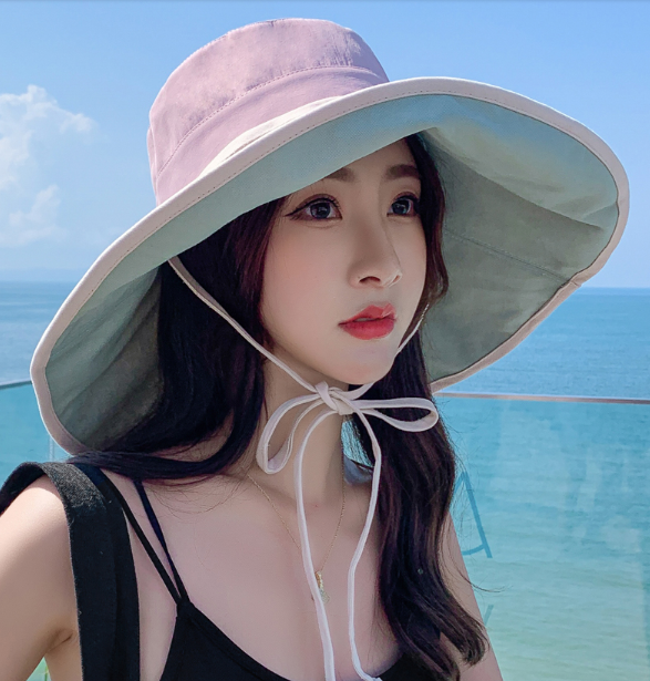 Mũ nữ rộng vành chống nắng chống tia cực tím mới, nón nữ đội 2 mặt phong cách Hàn