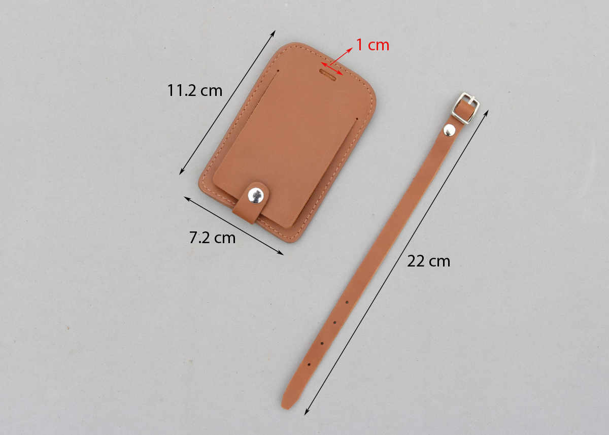 Thẻ Treo Hành Lí/ Luggage Tag Da Bò Có Dây Gài Có Nút Bóp GIPSY