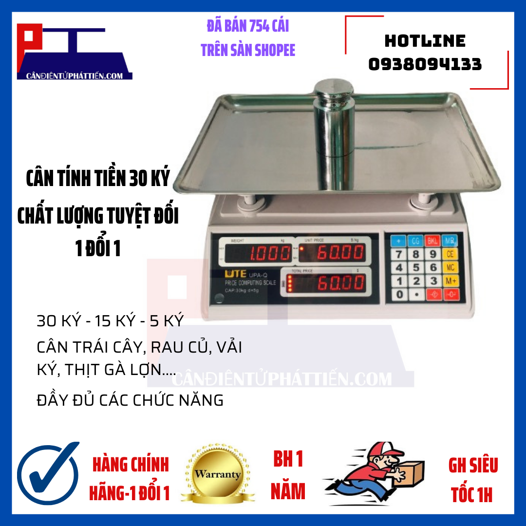 Cân Điện Tử Tính Tiền PA-Q 30kg/5g.