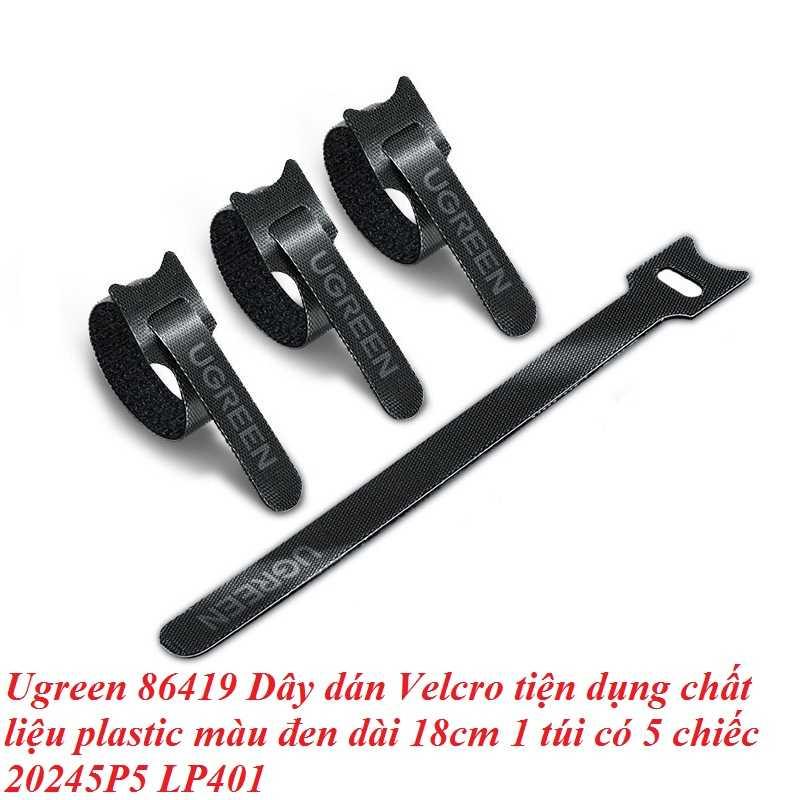 Ugreen UG86419LP401TK 5 sợi 18cm màu đen Dây dán Velcro tiện dụng chất liệu plastic 1 túi có 5 chiếc 20245P5 - HÀNG CHÍNH HÃNG