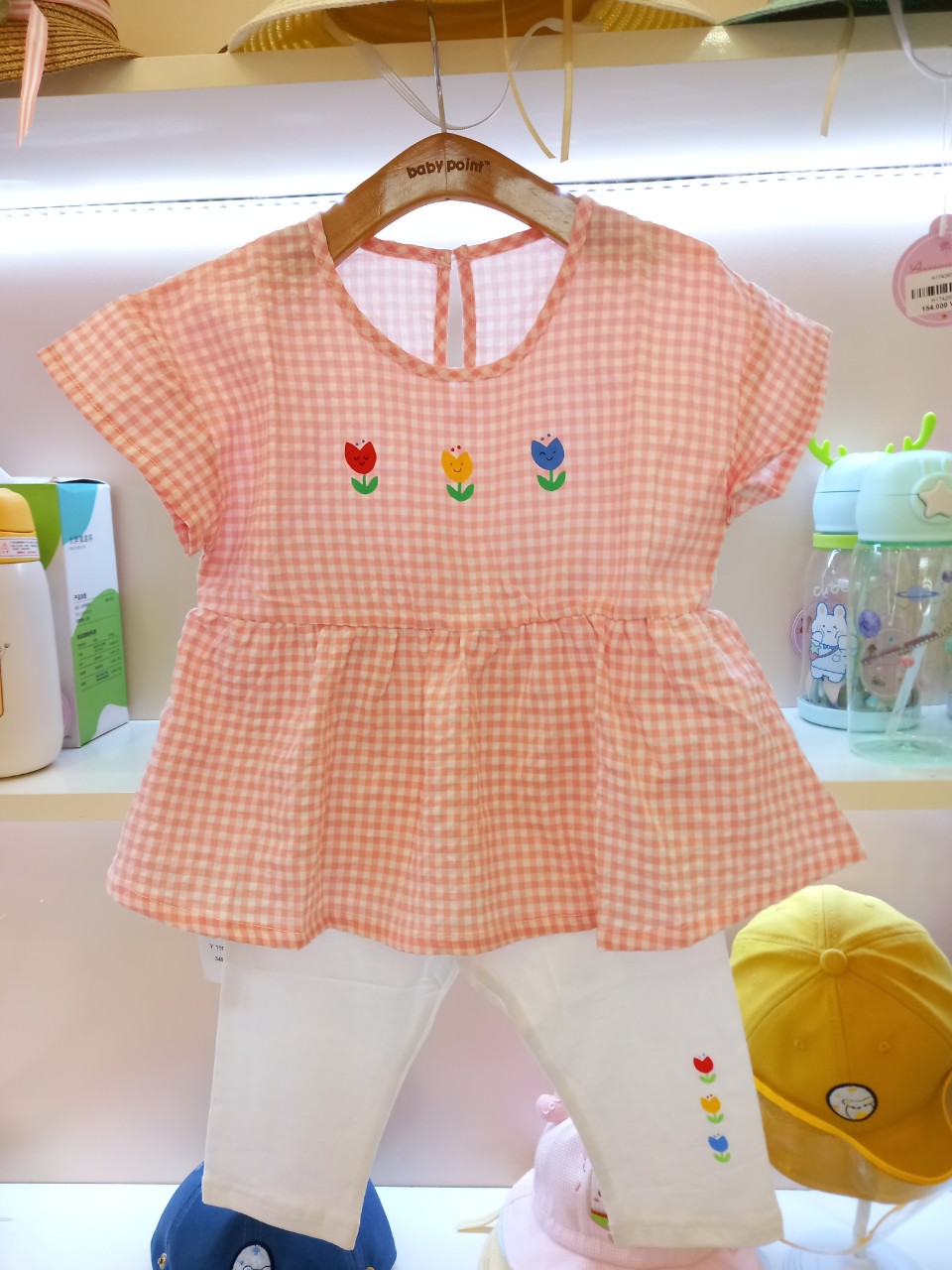 Set bộ họa tiết kẻ siêu xinh cho bé gái