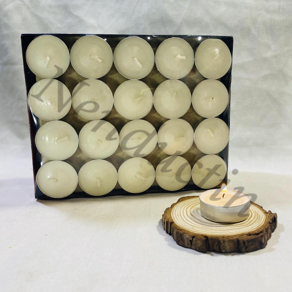 Hộp 100 viên nến Tealight cao cấp cháy 2,5 đến 3h không khói không mùi an toàn cho người sử dụng