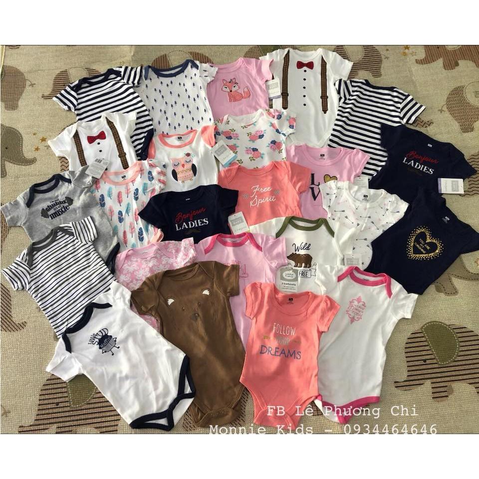 Bộ Body Cộc Cho Bé Chất Cotton Thoáng Mát LUVABLE FRIENDS Size 3-6-9-12M