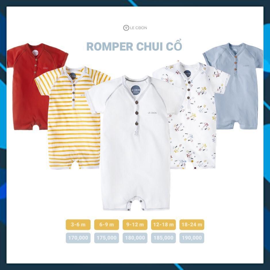 Le coon- Bộ romper áo liền quần chui cổ cho bé trai, bé gái chất liệu 100% cotton thân thiện với da bé