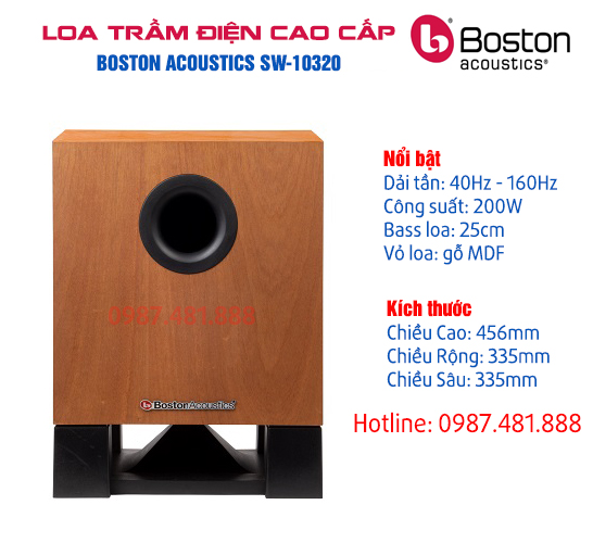 Loa Sub điện Boston Acoustics SW-10320 Bass 25cm công suất 200W bổ sung dải trầm uy lực và sống động cho dàn âm thanh nghe nhạc, xem phim và hát karaoke - hàng chính hãng