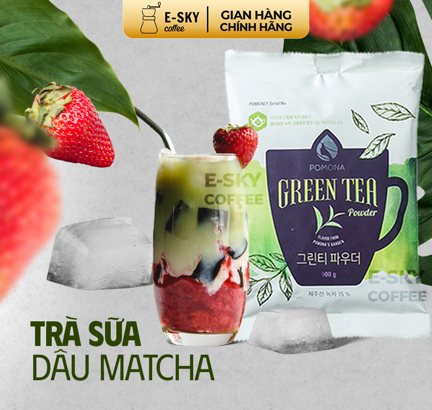 Bột Trà Xanh POMONA Green Tea Powder Nguyên Liệu Pha Chế Cà Phê Trà Xanh Đá xay Milk Foam Hàn Quốc 800g