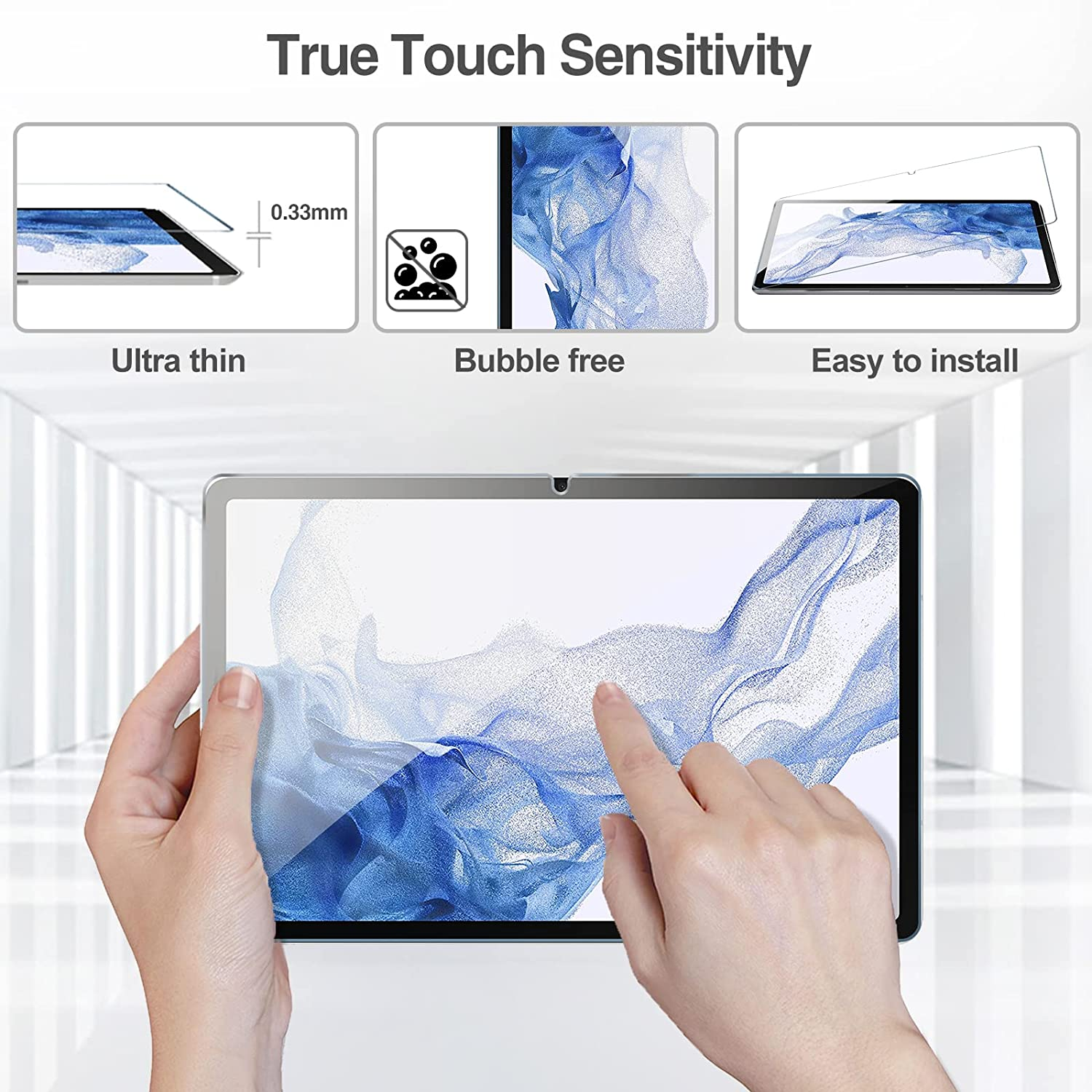 Miếng dán kính cường lực màn hình cho Samsung Galaxy Tab A8 10.5 inch 2022 (SM-X200 / X205 / X207) hiệu HOTCASE Mercury H+ Pro (Chống va đập, vát cạnh 2.5D, chống vân tay, mỏng 0.3mm, độ cứng 9H) - Hàng nhập khẩu