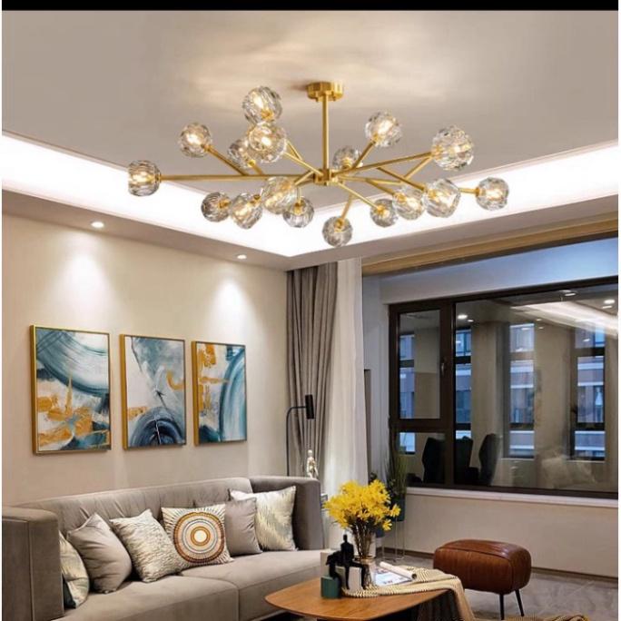 Tặng kèm 18 bóng led - Đèn thả, đèn trang trí 18 bóng tròn, đèn trần, đèn decor D990/18 DT HQ