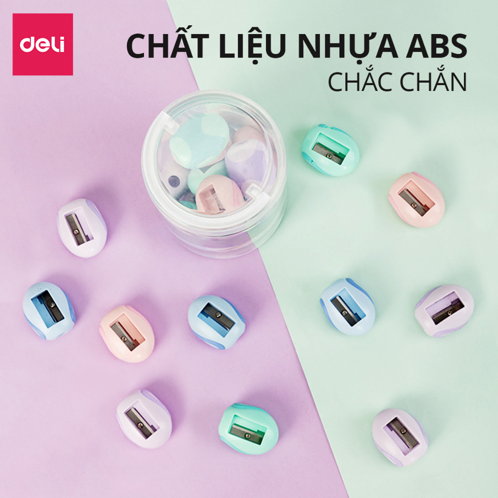 Gọt Bút Chì, Chuốt Bút Chì Mini DELI Lưỡi Thép Không Gỉ, Cắt Bén, Hạn Chế Gãy Ngòi Chì.