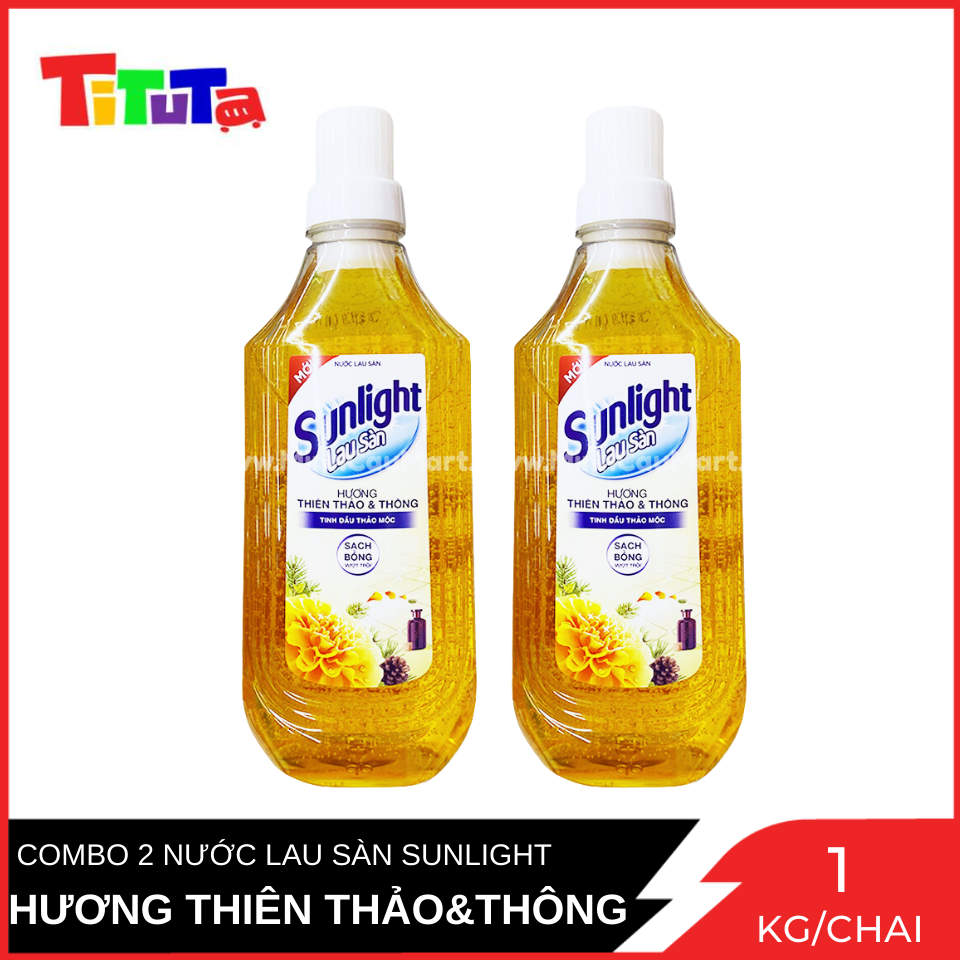 Combo 2 Nước lau Sàn Sunlight Hương Thiên Thảo Và Thông Chai 1Kg