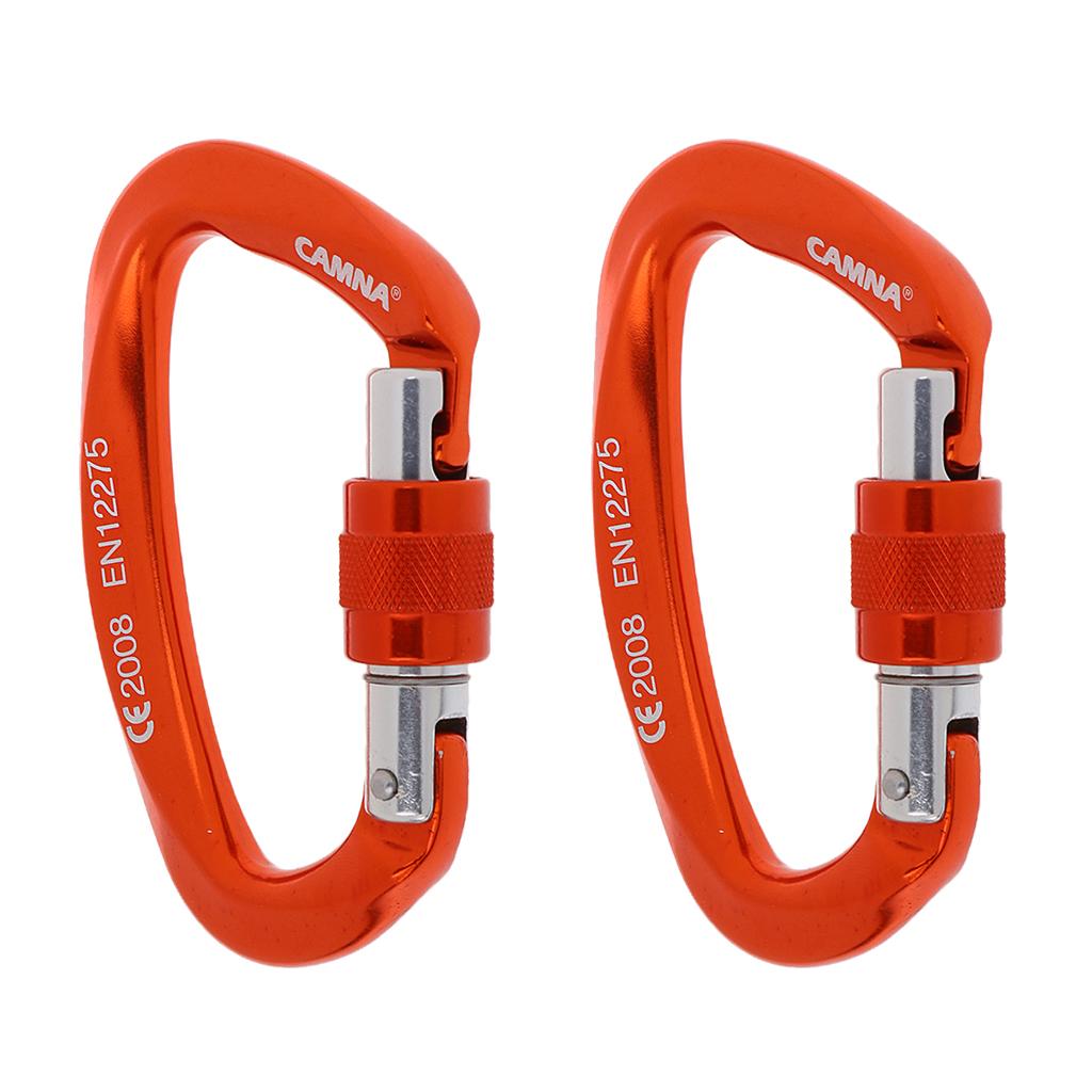 2 Pieces 25KN Screw Lock Carabiner Rock Tree Climbing Dog Clip Hammock Hook