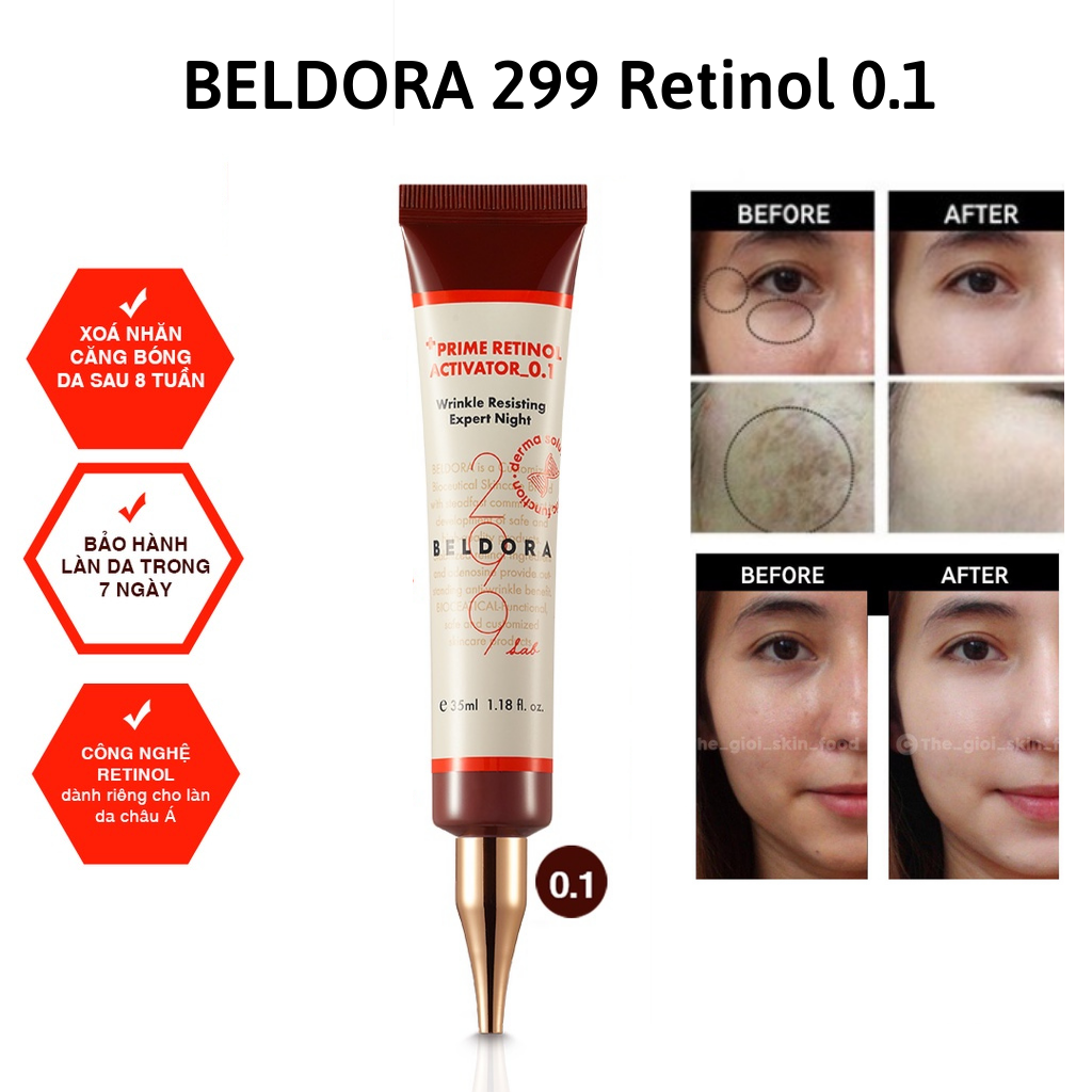 Kem Dưỡng Retinol Trẻ Hóa Da, Ngăn Ngừa Nếp Nhăn Dành Cho Da Nhạy Cảm Beldora 299 Prime Retinol Activator 0.1 35ml