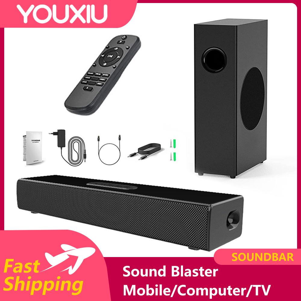 Loa Soundbar Bluetooth5.0 với loa siêu trầm cho TV có dây Color: S22 Woofer Size/Full-Range Size: UK Plug