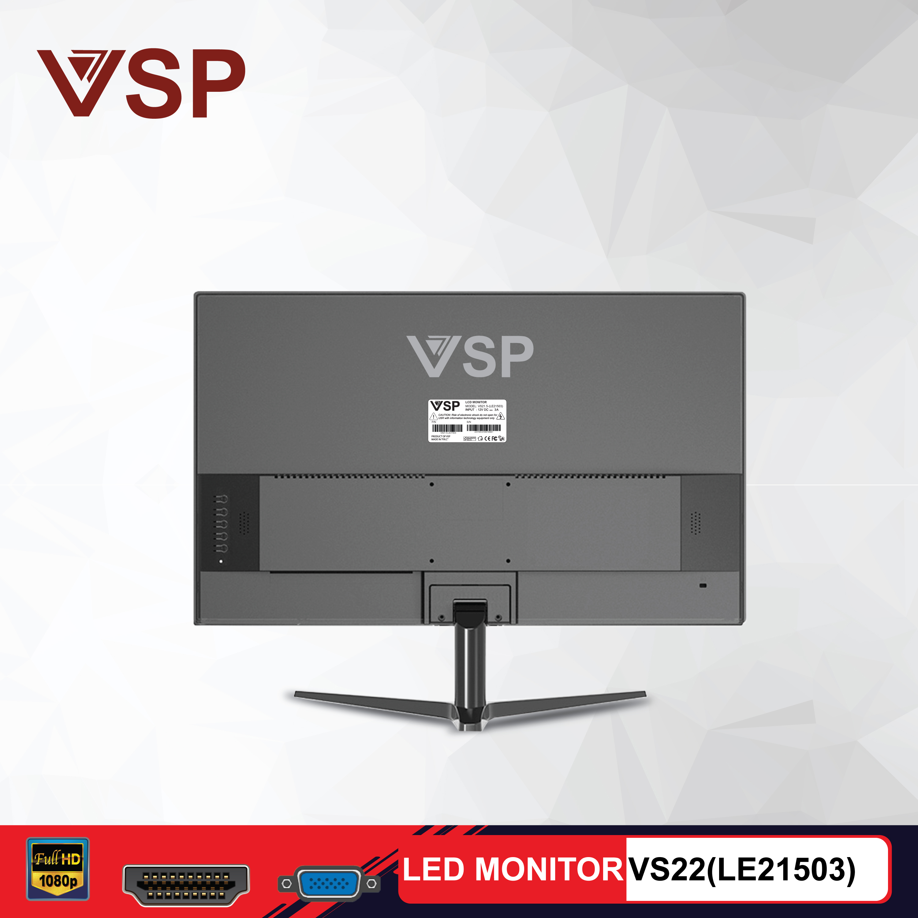 Màn hình máy tính 22inch VSP VS21.5 (LE21503) LED TN 75Hz 5Ms LED Monitor - Hàng chính hãng TECH VISION phân phối