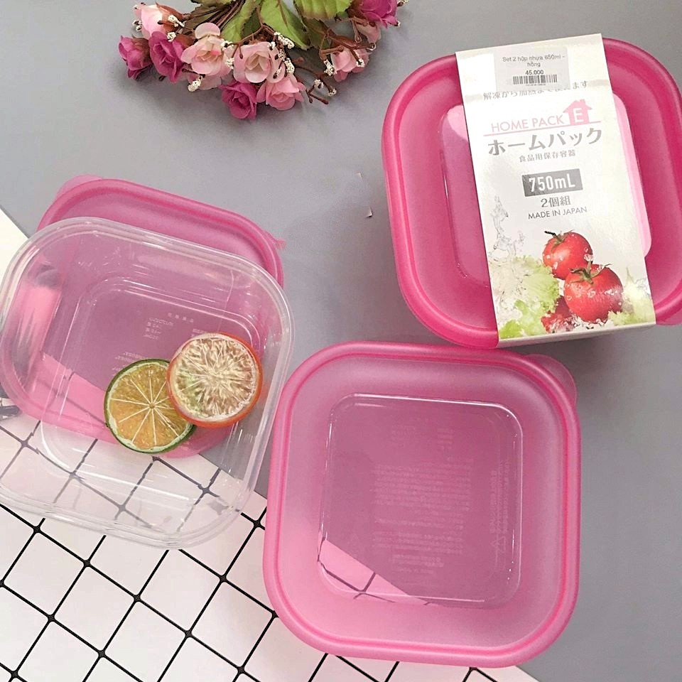 Set 2 hộp nhựa 750ml Nhật Bản