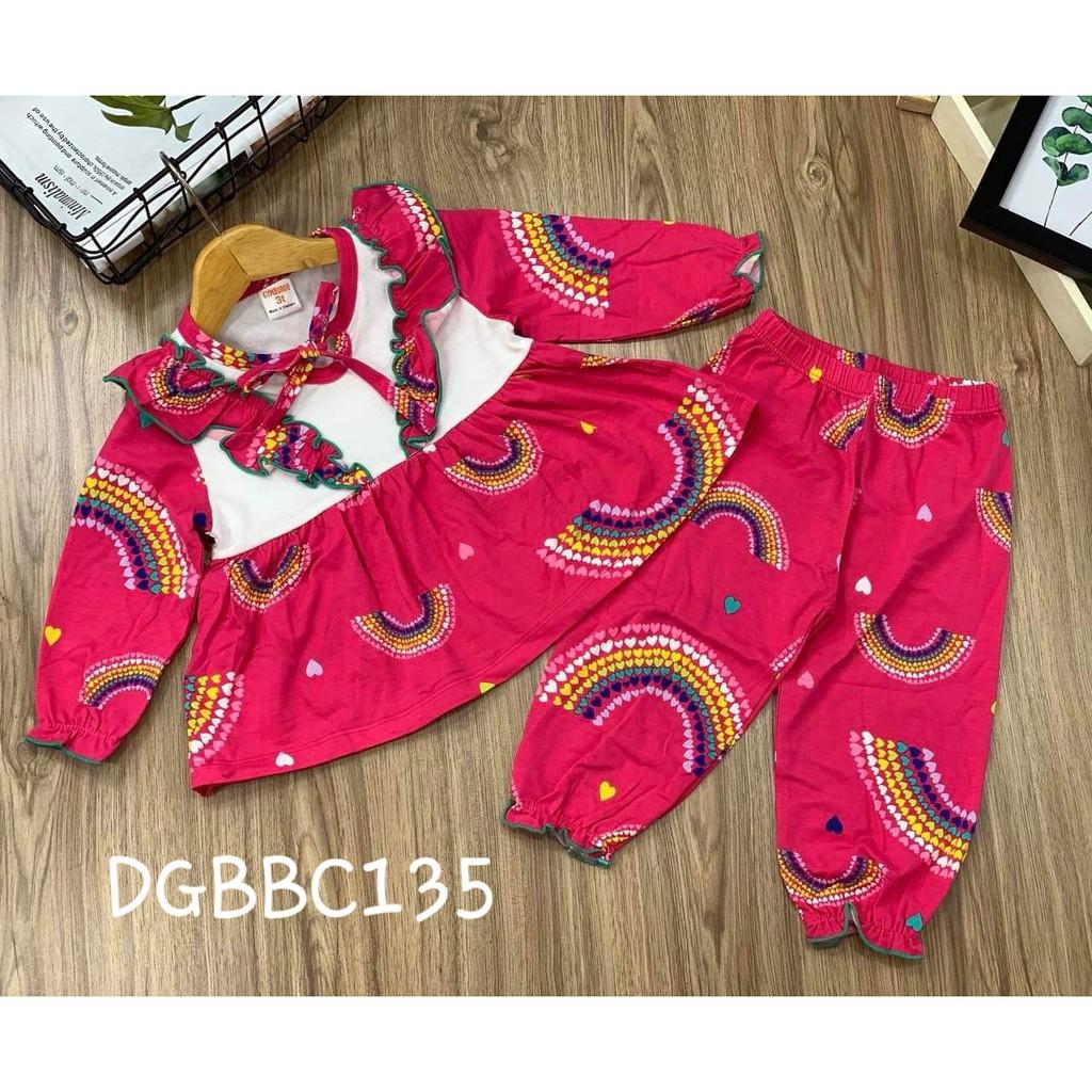 Bộ dài tay bánh bèo dáng xòe thun cotton xuất khẩu cho bé gái từ 11 đến 23kg - Bộ dài tay bé gái