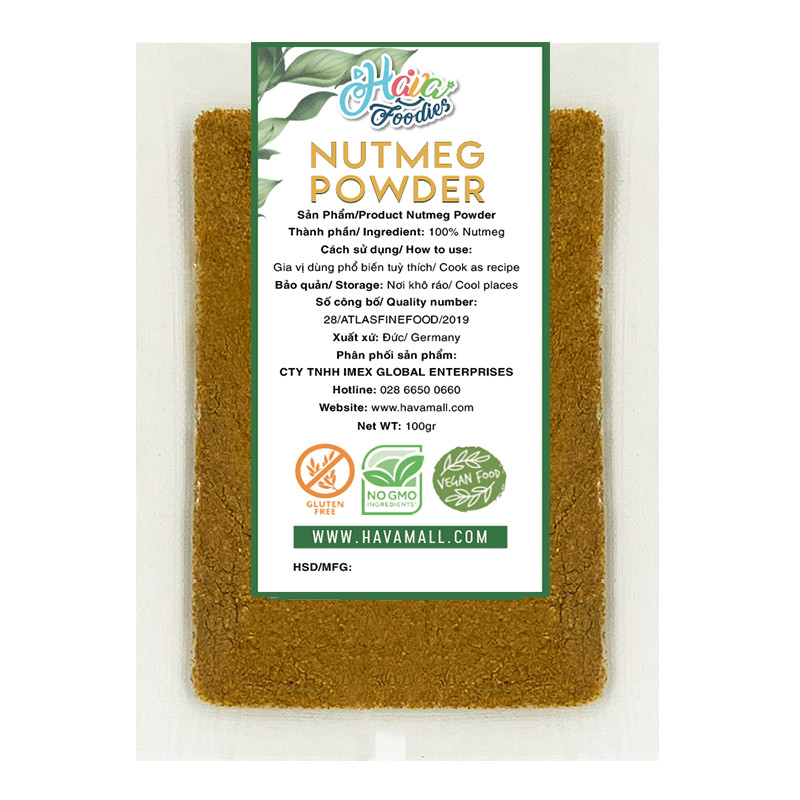 Bột Nhục Đậu Khấu Thương Hiệu Hava Foodies Gói 100g – Nutmeg Powder