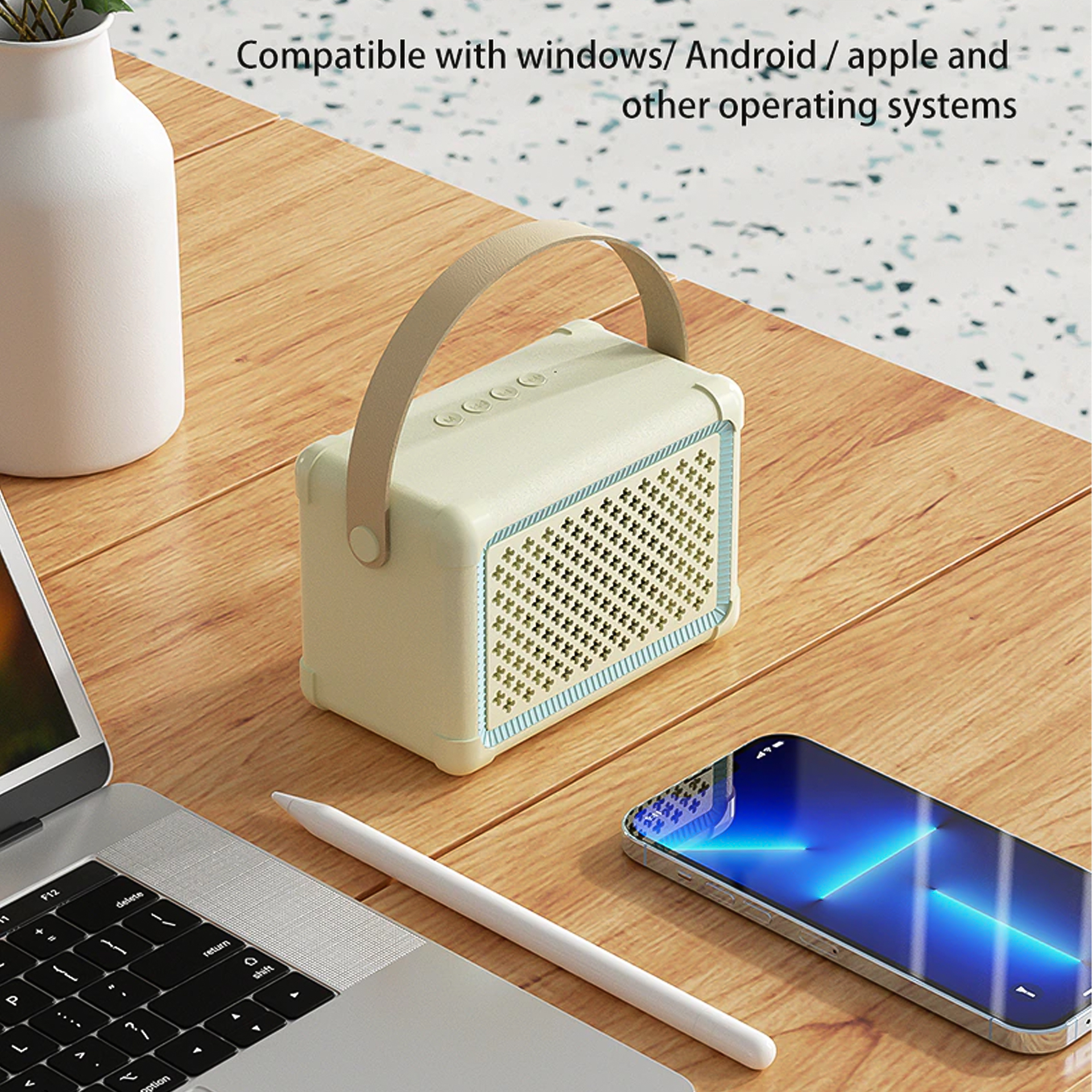 Loa Bluetooth Speaker Vinetteam N10 Âm Thanh Vòm 360 Siêu Trầm Kiểu Dáng Sang Trọng Hỗ Trợ Thẻ TF/USB/AUX/Đài FM - Hàng Chính Hãng